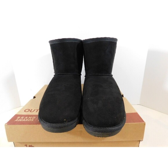 Camel Crown Pull On Short WInter Boots Women's sz 8.5  Black Faux Suede - Picture 3 of 5